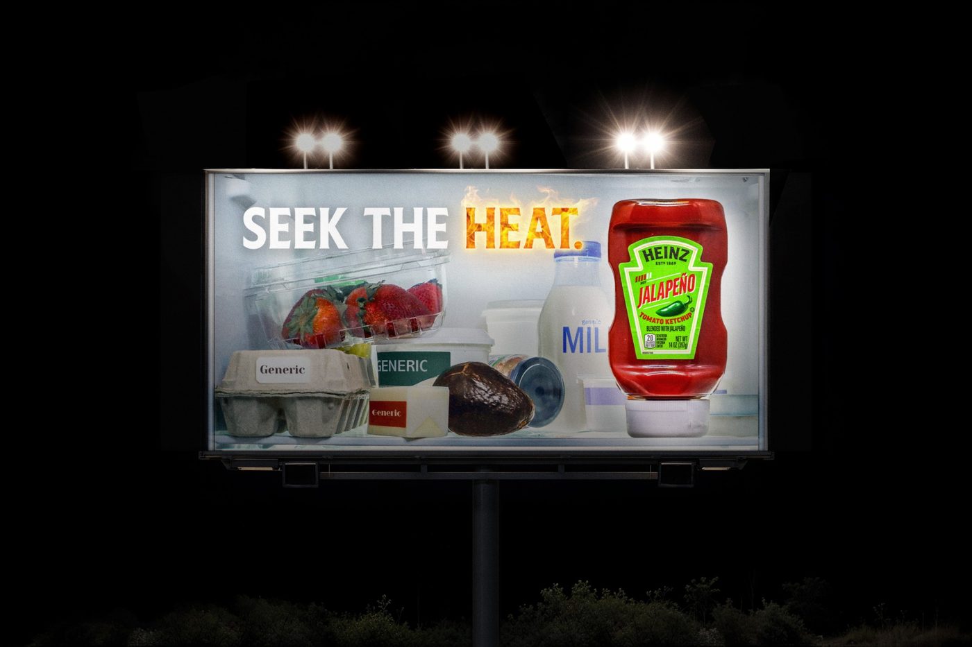 Heinz 'Seek the Heat' billboard — night execution